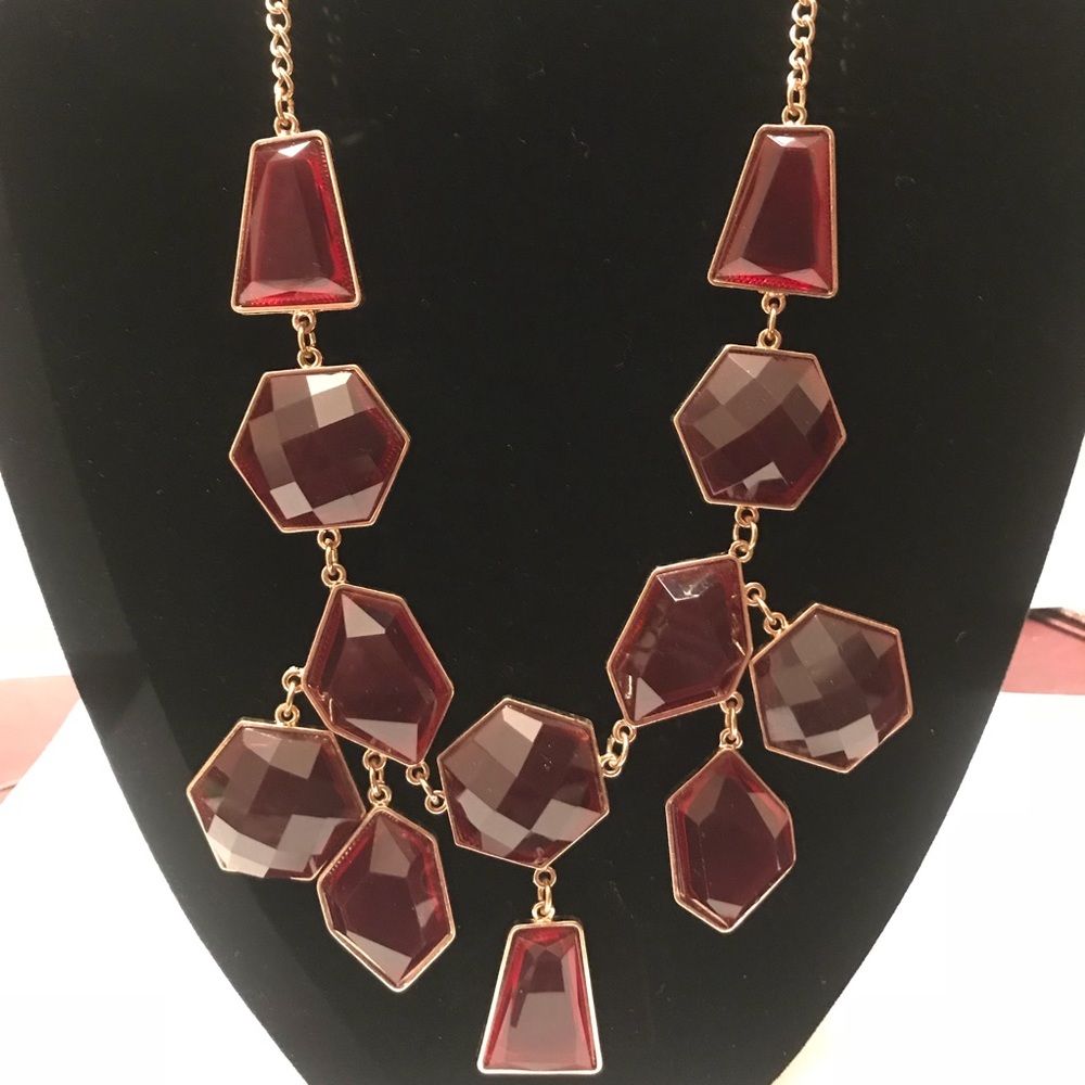 Burgundy and gold statement necklace